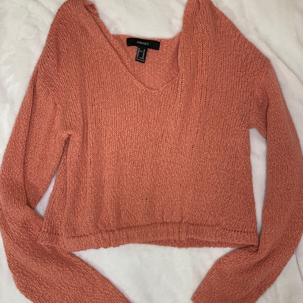 Crochet cropped long sleeve top